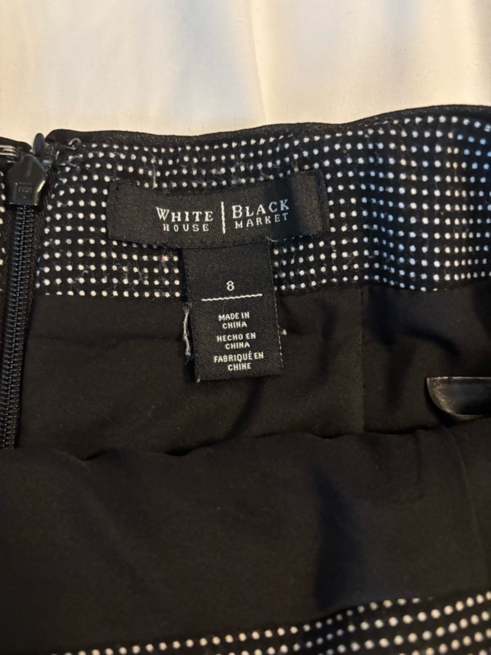 White House Black Market Pencil Skirt Size 8 Black White Polka Dot - Picture 6 of 7
